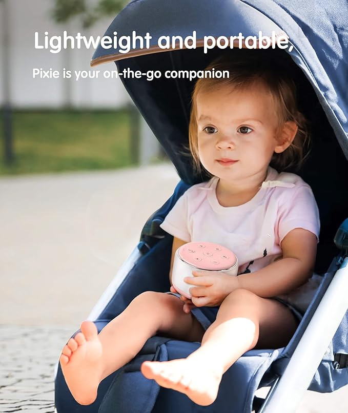 FamiSym Portable Sound Machine for Babies Kids Sleeping – Rechargeable, 7 Colors Night Light, 34 Soothing Sounds, Baby Sleep Soother, Lullaby White Noise Machine, Shush, Baby Shower, Registry Gift