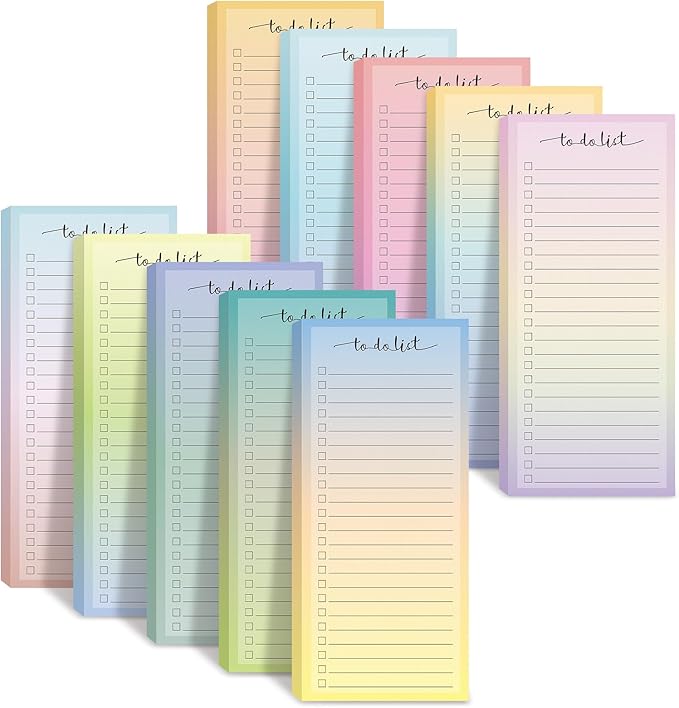 Censen 10 Pack 500 Sheets To Do List Notes Daily Checklist Notepads with 50 Sheets Each Undated Color Memo Pad Block Shopping List Pad Weekly Plan Notepad Organizer Planners(Vivid Color,Lined)
