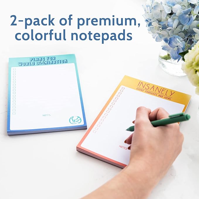 2 Funny To Do List Notepads - Set of Two 50 Sheet 5.5 x 8.5” Note Pads for Daily and Weekly Tasks, Planner Organizer, and Checklists - Fun Coworker Gifts, Humorous Office Supplies to Track Tasks