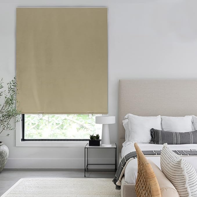 LazBlinds 100% Blackout Door Curtain, No Tools No Drill Cordless Blinds