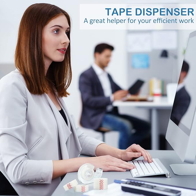 Yahenda 64 Pcs Invisible Tape and Refillable Dispensers Bulk 0.7 x 985 Inches Transparent Tape Refills Desk Dispenser for Office Home School