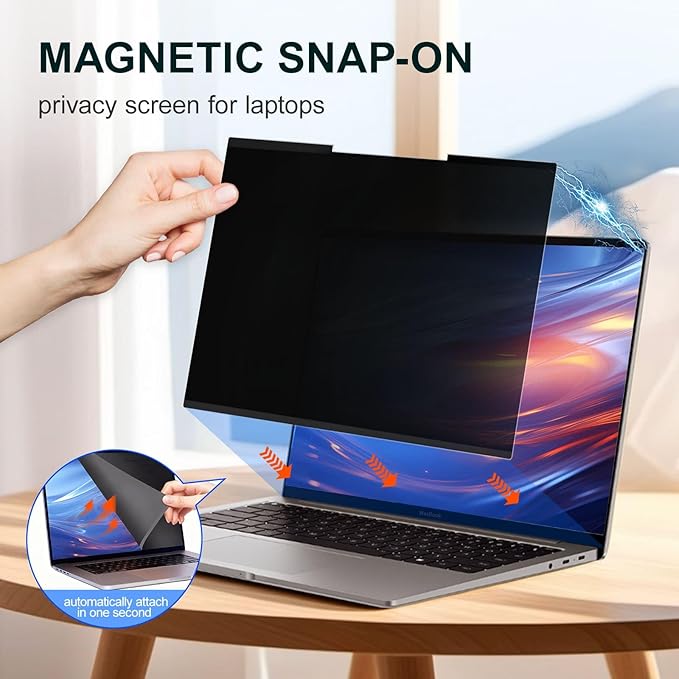 GUDTEKE 2Pack Magnetic 15.6 Inch Laptop Privacy Screen 16:9 Aspect Ratio, Removable Anti-Blue/Glare Protector Film, Anti Spy Desktop Security Private Filter 15.6in