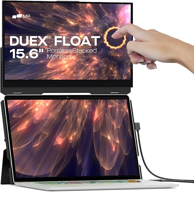 New Mobile Pixels Duex Float Portable Monitor, 15.6" Full HD IPS Dual Monitor for Laptops, USB C/HDMI Plug and Play Portable Screen,Windows/Mac/Android/Switch Compatible