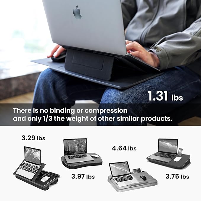 PUNCUBE Portable Lap Desk -Ultra Slim&Compact Laptop Desk in Sleek Design with Retractable Mouse Pad, Adjustable Stand, Expandable Surface, and Heat Protection for Laptops and Tablets (Midnight Blue)