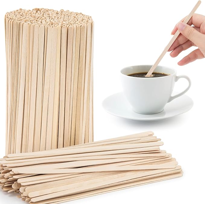 WISYOK 1000 PCS Coffee Stirrers, 7 Inch Premium Birch Wood Sticks, Smooth Round Ends, Splinter-Free Disposable Stir Sticks for Coffee Bar, Office, Home Use