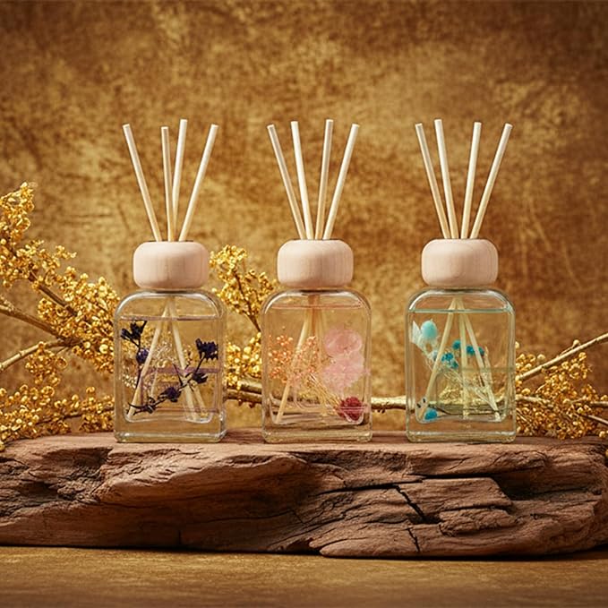 Orelune Reed Diffuser Set, 3.4 fl oz - Refreshing Home Fragrance with Sticks - Long-Lasting Scented Oil Reed Diffuser for Bedroom, Living Room, Bathroom Shelf Decor (Azure Blue Leaf)