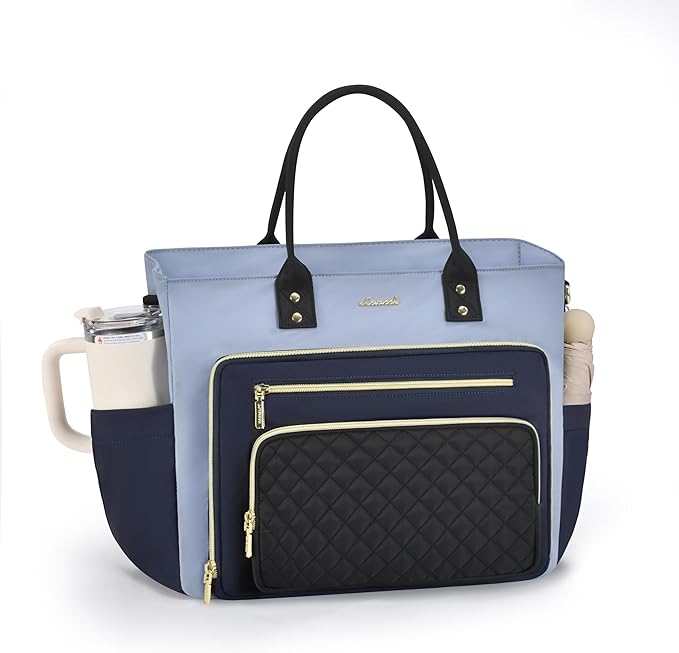 LOVEVOOK Teacher Tote Bag for Women Work, Laptop Bag With Large Cup Holder, Nurse Bags Professional Computer Briefcase, Business Large Purses Handbag, Diaper Bag Mother Gift, 15.6 Inch
