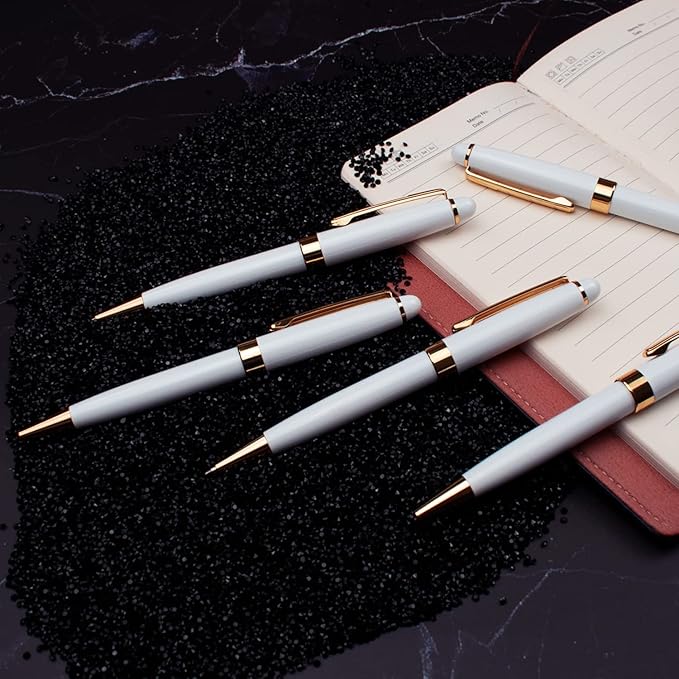 Ancolo Personalized Office Ballpoint Pens - Executive Writing Pen with 10 Black Ink Refill Engraved with Your Message Name Gift Set for Man/Women/Writers/Collection/ 5 PCS/Pack
