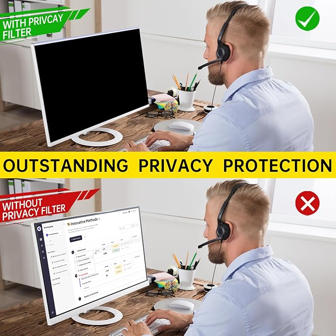 DEJIMAX 27 Inch Computer Privacy Screen for 16:9 Computer Monitor, Anti-Blue Light Monitor Privacy Screen Filter, Anti-UV Computer Shield, Hanging Type