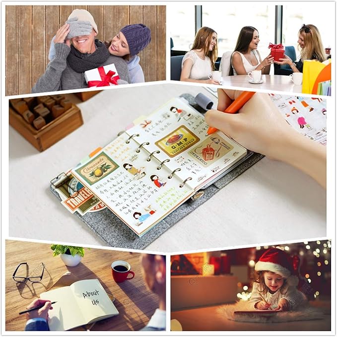 A7 Planner Refill,4 Packs per Set, Line Paper, A7 Binder Refills 6 Ring with Label Stickers Gift,Mini Binder Refills,6 hole/100gsm Thick Paper/4.84 x 3.23'', Harphia