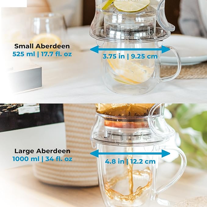 GROSCHE Aberdeen Tea Infuser Teapot & Smart Tea Maker - BPA-Free, Drip-Free Design | Coaster | Easy Brew | Easy Clean Steeper (17.7 oz - 525 ml)