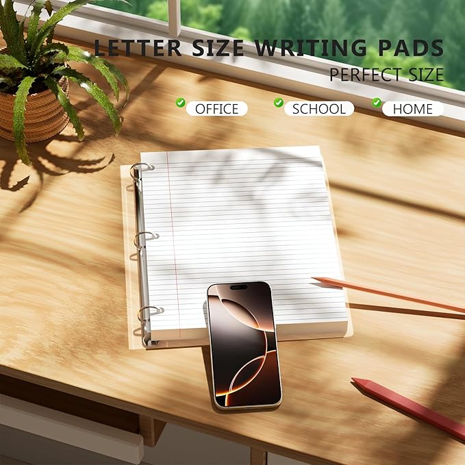 4-Pack White Loose Leaf Paper 520 Sheets Filler Paper 8 * 10.5 College Ruled 3-Hole Punched for 3-Ring Binders Notebook Lined 8" x 10.5"