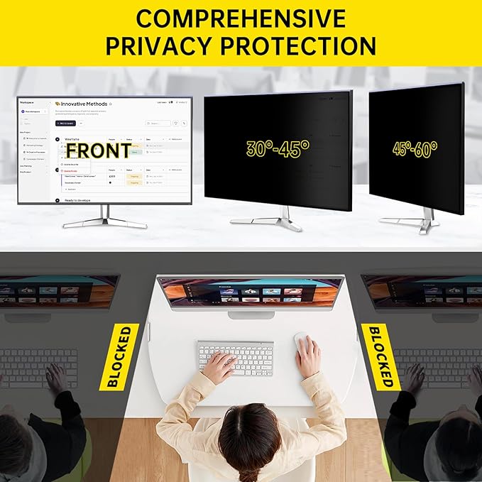 DEJIMAX 〔2-Pack〕 24 Inch Computer Privacy Screen Filter for 16:9 Monitor, Anti-Blue Light, Anti-UV,Blue Light Blocking Removable Privacy Protector Shield Fits 23.6", 23.8", 24" Monitors