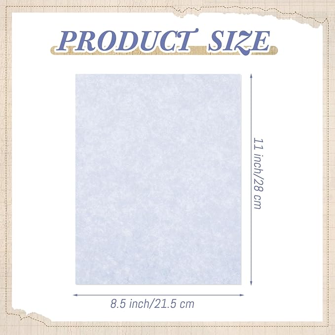 Epakh 150 Pcs Old Age Parchment Paper 8.5 x 11 Inch Standard Letter Vintage Colored Old Parchment Semblance Double Side Printing Paper (Blue)