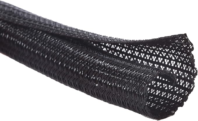 Alex Tech 25ft - 3/8 inch Cord Protector Wire Loom Tubing Cable Sleeve Split Sleeving For USB Cable Power Cord Audio Video Cable – Protect Cat From Chewing Cords - Black