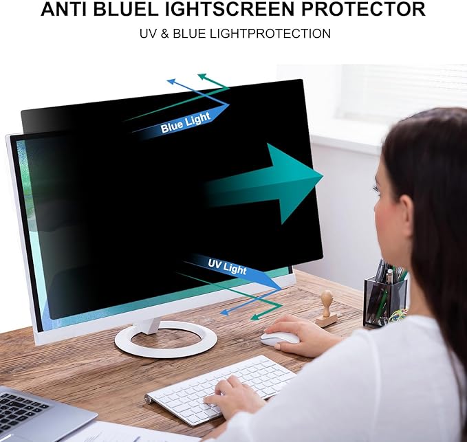 Pozlle 23.6 Inch Computer Privacy Screen Shield [2 Pack] for 16:9 Widescreen Desktop Monitor - Anti-Glare Blue Light Privacy Filter and Anti Spy Privacy Screen Protector Film