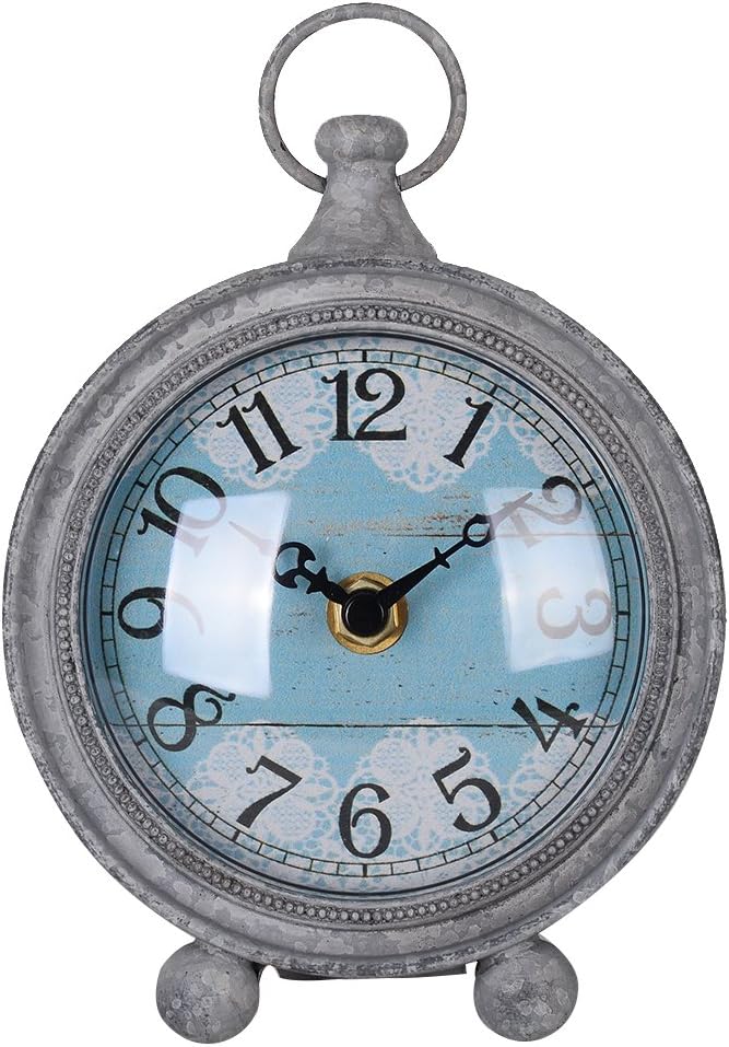 NIKKY HOME Vintage Coastal Beach Blue Table Clock Home Decor for Kitchen, Bathroom, Living Room, Bedroom, Office