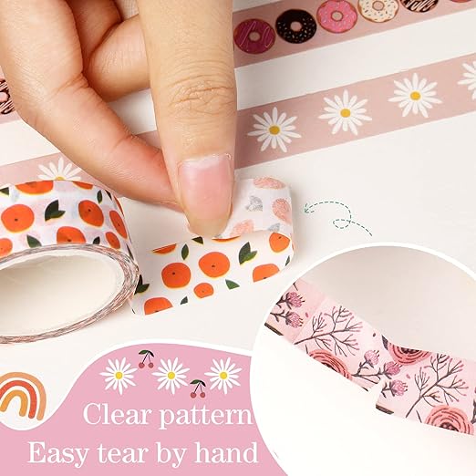 TaoBary 33 Rolls Holiday Plaid Washi Tape, 15 mm Seasonal Washi Tape Set Bohemian Colorful Vintage Cute for Card Wrapping Craft(Bohemia Style)
