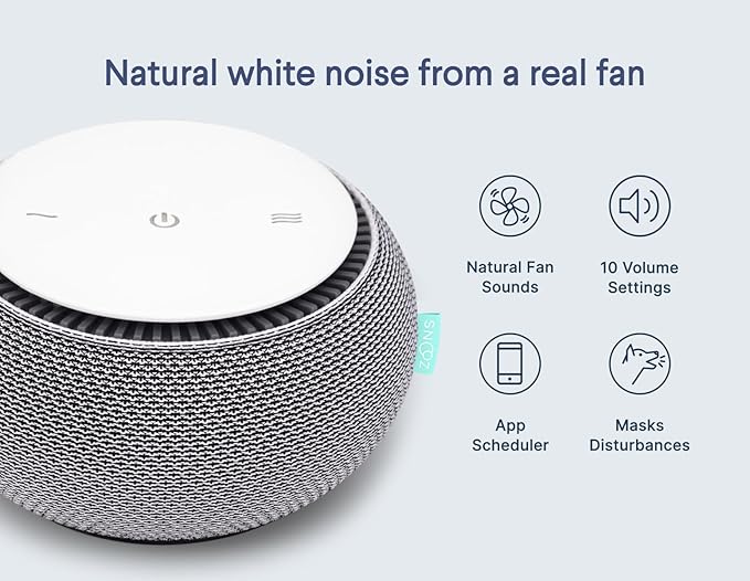 SNOOZ Smart White Noise Sound Machine - Real Fan Inside for Non-Looping White Noise, Sleep Aid for Adults, Travel, Sleeping, Bedroom, Portable, Baby Registry Essential - Cloud