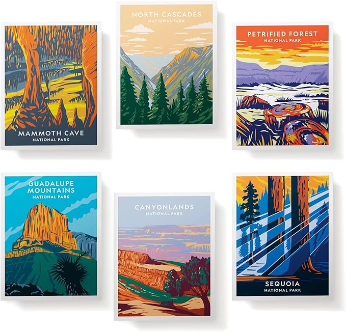 Twigs Paper - Assorted Nature National Parks Greeting Cards - Stationery Cards with Envelopes - Thank You and Blank Note Cards - Greeting Cards for All Occasions - Made in USA (5.5 x 4.25, Set of 12)