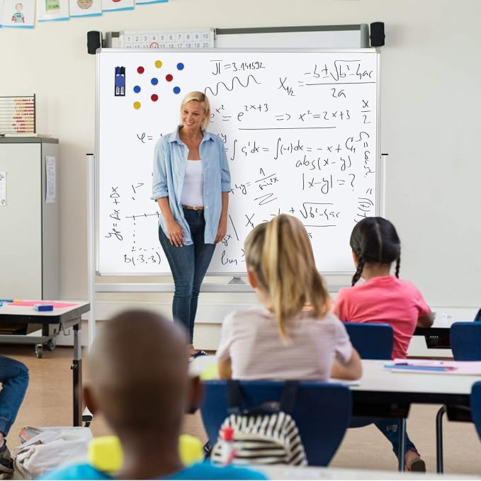 H-Qprobd 60"x48" Mobile Whiteboard Double-Sided Magnetic Dry Erase Board on Wheels - Comercial Rolling White Boards with Sturdy Stand for Home, Office & School