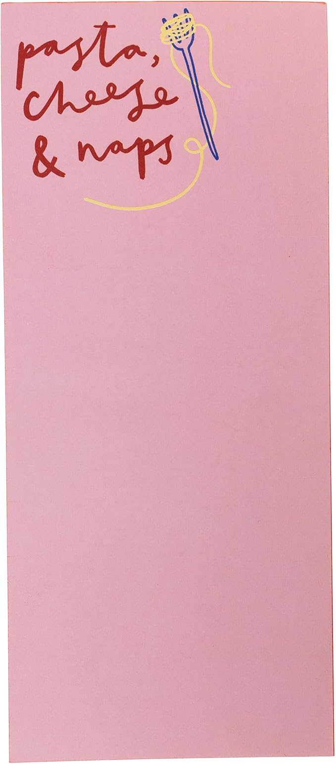 Graphique Pasta & Naps Magnetic Notepad, 100 Tear-Away Sheets for Grocery, Shopping & To-Do Lists, Writing Pad for Fridge, Kitchen, Office