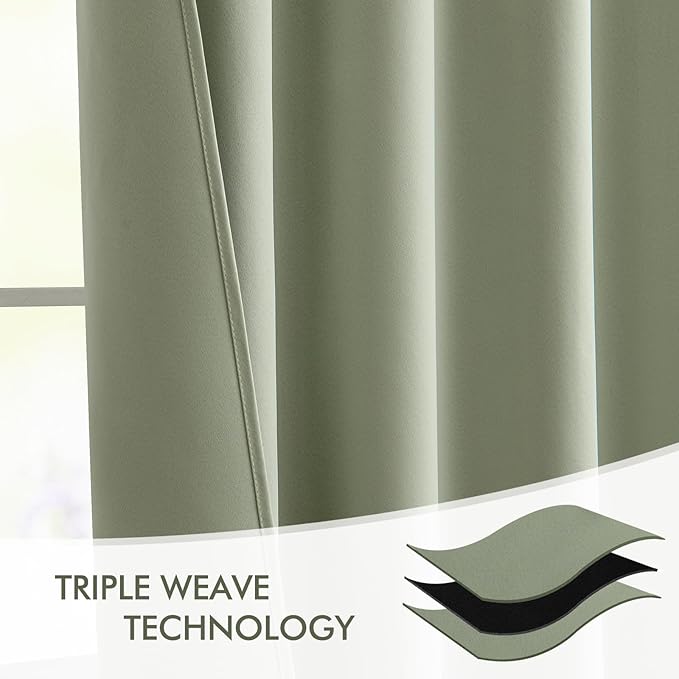 MIULEE Back Tab Sage Green Curtains 120 Inch Long 2 Panels Set