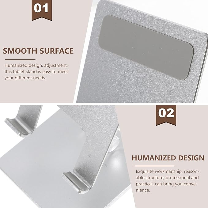 Kisangel Adjustable Universal Tablet Stand Holder for Desk Compact Foldable Desktop Tablet Holder Compatible with Ipad and Multi-Angle Metal Bracket for Office and Home Use