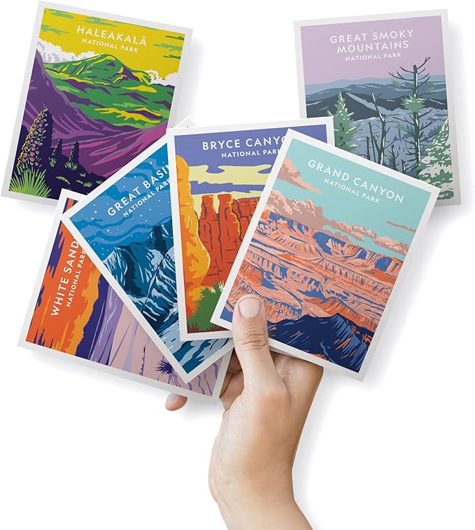 Twigs Paper - Assorted Outdoor National Parks Greeting Cards - Stationery Cards with Envelopes - Thank You and Blank Note Cards -Greeting Cards for All Occasions - Made in USA (5.5 x 4.25, Set of 12)