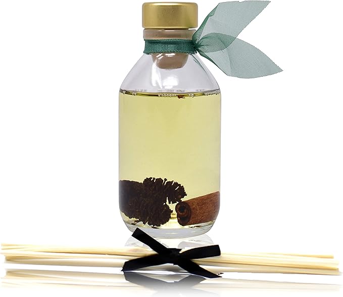 LOVSPA Reed Diffuser Set, Cinnamon Pine Cones Scented Oil Diffuser with Sticks, Home Fragrance Accessories for Bathroom Shelf Decor, Aroma Diffusers for Home or Office Desk, USA Made