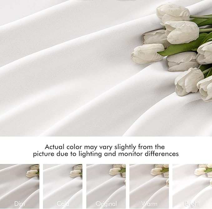 MIULEE Pure White Back Tab Light Blocking Curtains 63 Inch Length 2 Panels Set