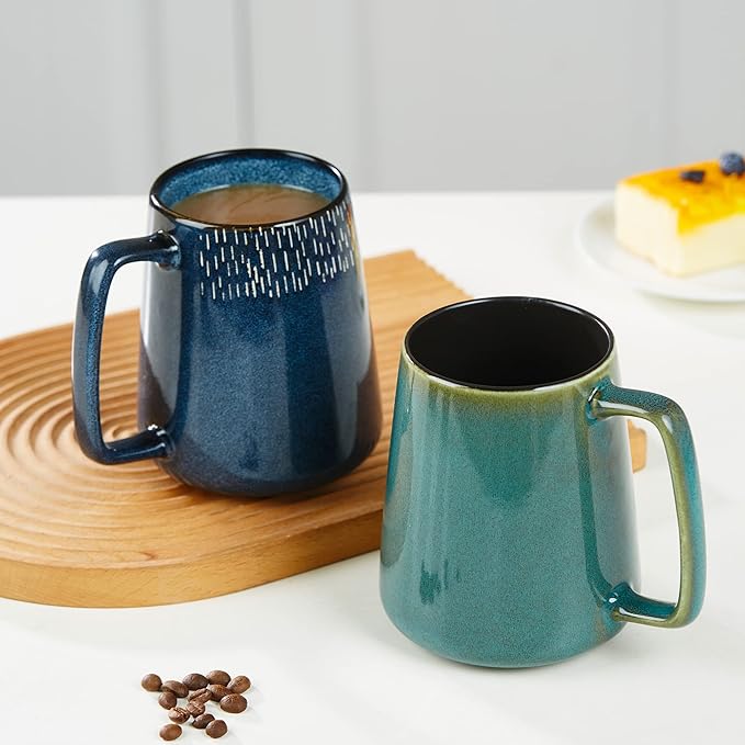HYTYSKAR 24 OZ Extra Large Ceramic Coffee Mug, Jumbo Coffee Mugs, Big Tea Cups with a Large Handle for Office and Home, Microwave and Dishwasher Safe (24 OZ Green)