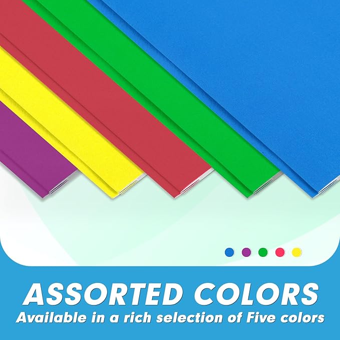 Two Pocket Folders, PANDRI 30 Pack Two Pocket Folders with Prongs, Designed for Office and Classroom, Assorted 5 Colors 2 Pocket 3 Prong Folders
