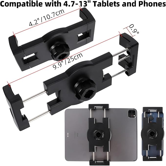 FPN Dashboard Mount Tablet Holder for Truck, Heavy Duty Drill Base with Aluminum Arm Tablet Mount for Car, Wall, Boat, Desk, Compatible with iPad Pro Air Mini, 4.7-12.9″ Tablets and Phones (PTM-28)