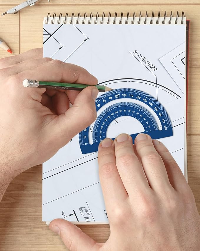 Honagu Triangular Ruler Set, 8 Pieces/2 Sets Aluminum Alloy Ruler, Metal Drafting Ruler, Geometric Protractor for Students, Draftsmen, Engineers, School Office Supplies (Blue+Black)
