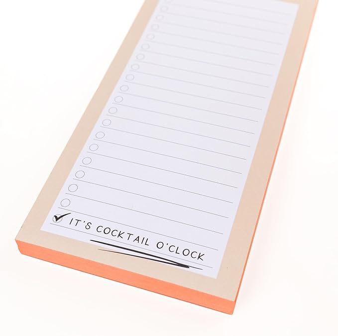 Graphique Cocktail o’clock Magnetic Notepad, 100 Tear-Away Sheets for Grocery, Shopping & To-Do Lists, Writing Pad for Fridge, Kitchen, Office