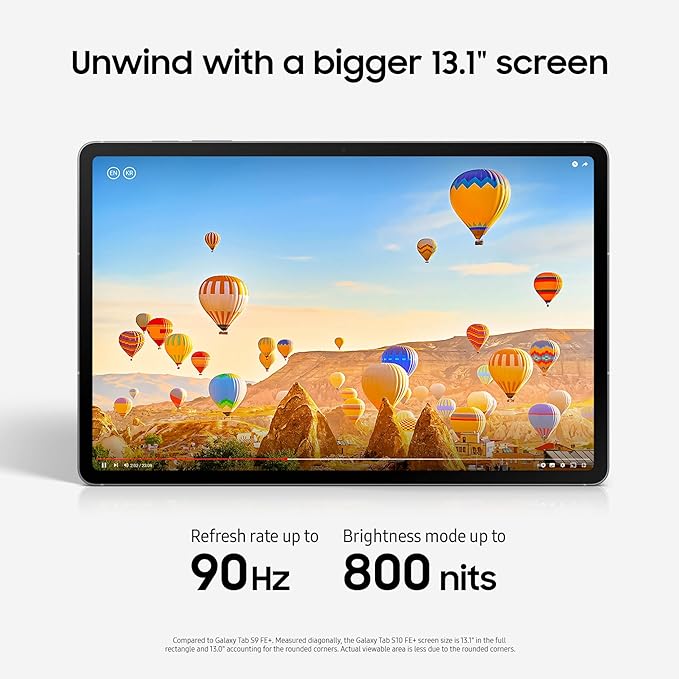 SAMSUNG Galaxy Tab S10 FE+ 13.1” 256GB WiFi Android Tablet + Book Cover Keyboard Slim, Long Battery Life, Powerful Processor, S Pen, US Version, 2025, 2 Yr Manufacturer Warranty, Gray