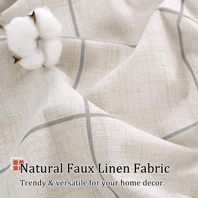 Lajode Grey Plaid Curtains Pattern Printed 90 Inches Long