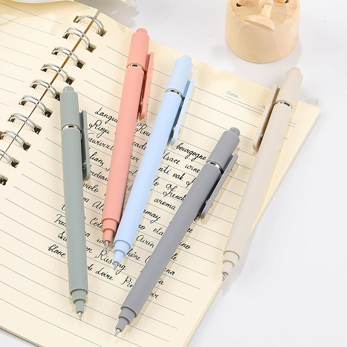RIANCY Gel Pens, 0.5mm Black Ink Quick Dry Ball Point Pens, Fine Point Smooth Writing Retractable Pens, Cute Aesthetic Gifts Set for Men Women Journaling, Office School Stationery Supplies Pack of 5