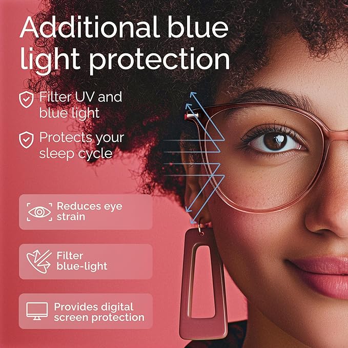 Gaoye Blue Light Blocking Glasses - Trending Round TR90 Frames, Metal Arms, UV400 Protection - Matching Soft Case