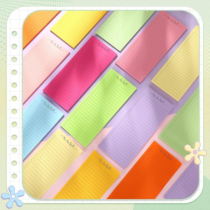 Censen 10 Pack 500 Sheets To Do List Notes Daily Checklist Notepads with 50 Sheets Each Undated Color Memo Pad Block Shopping List Pad Weekly Plan Notepad Organizer Planners(Bright Color,Lined)