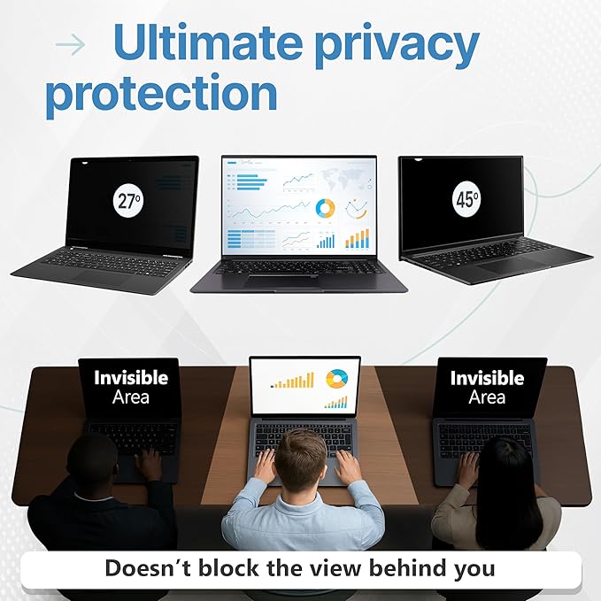 VINTEZ 14 Inch 16:10 Privacy Screen for Computer Monitor and Laptop - Anti Glare Protector Film Blue Light Filter Eye Protection - Computer Screen Privacy Shield, [1 Pack]