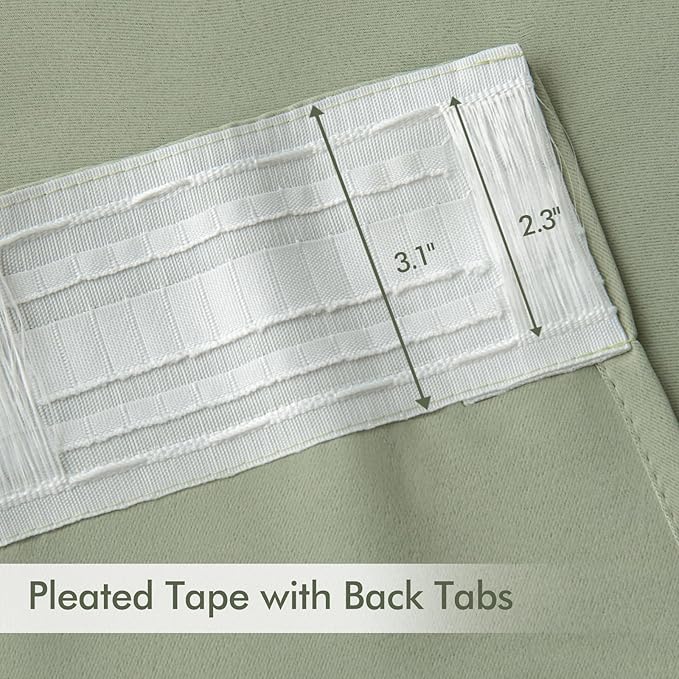 MIULEE Back Tab Sage Green Curtains 120 Inch Long 2 Panels Set