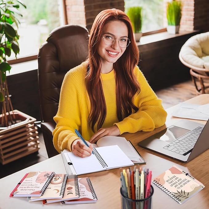 Kosiz 72 Pcs/36 Set Positive Affirmation Gifts Gratitude Spiral Notebooks with Pens Motivational Encouragement Notepads Daily Affirmations Journal for Women Valentine Galentine Gifts (Rainbow)