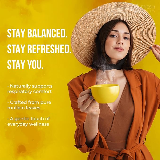 FreshDrinkUS, Premium 40 Mullein Leaf Tea For Lungs, Great Lung Detox For Smokers, Handmade, 100% Natural & Pure, No Sugar, No Caffeine, No Gluten, Vegan