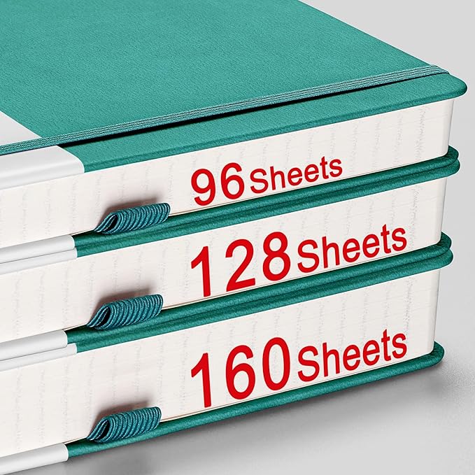 AHGXG Bullet Dotted Journal - 320 Numbered Pages Dot Grid Notebook A5 Thick Journal, 100gsm Thick Dotted Paper, Leather Hardcover,Inner Pocket, 5.75'' × 8.38'' - Cyan
