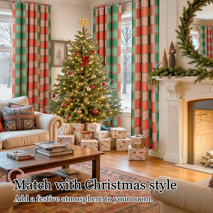 Lajode Red and Green Curtains for Living Room