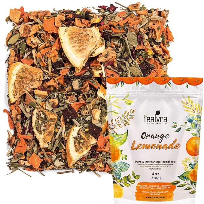 Tealyra - Orange Lemonade - Hibiscus - Eucalyptus - Lemongrass - Herbal Fruity Loose Leaf Tea Blend - VitaminsRich - Boost Immune System- 100% Natural – Hot and Iced - Caffeine-Free - 110g (4-ounce)