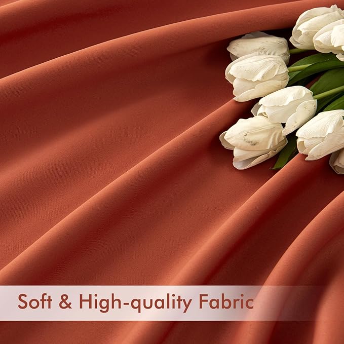 MIULEE Back Tab Burnt Orange Blackout Curtains 120 Inch Long 2 Panels Set