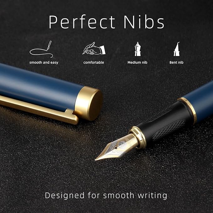 Zalantan Fountain pen, Stunning luxury pen, Nice pen gift, pure copper heavy feel Office Executive Pen Smooth Writing Pens for Men Funcy Pens with Gift Case 10 black cartridges (Red)